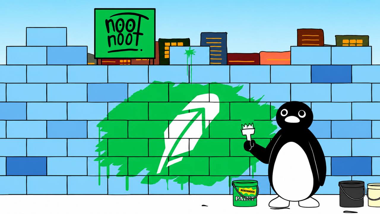 noot painting the robinhood feather on a wall
