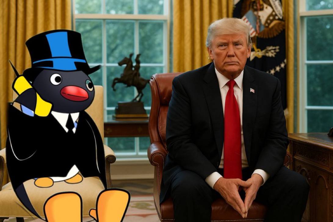 noot in a top hat at the oval office