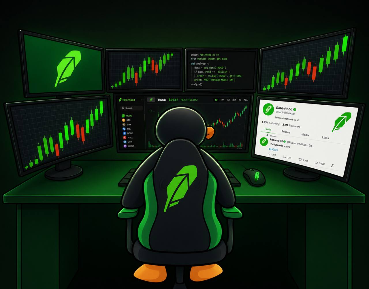 noot at a six monitor trading setup
